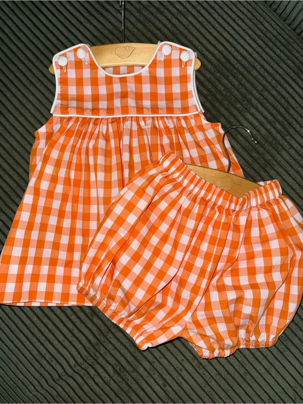 Remember Nguyen orange and white gingham bloomer Set | 24 MNTHS 🍊
